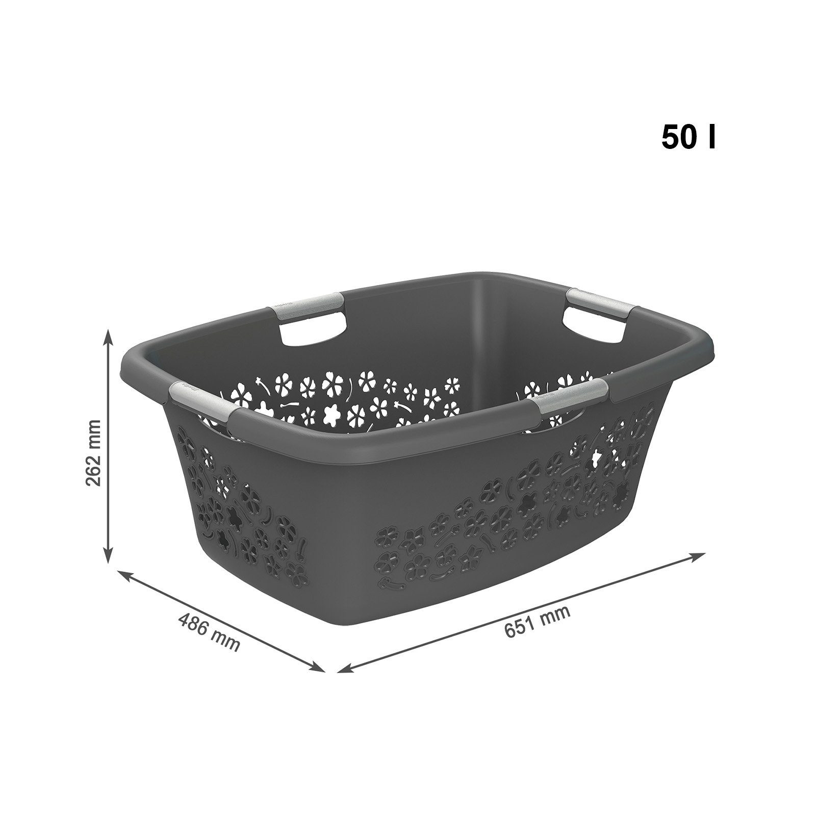 ROTHO Wäschekorb Flowers 3er-Set Wäschekorb 50l, Kunststoff (PP) BPA-frei (Wäschekorbset, 3er-Set), belastbare Tragegriffe