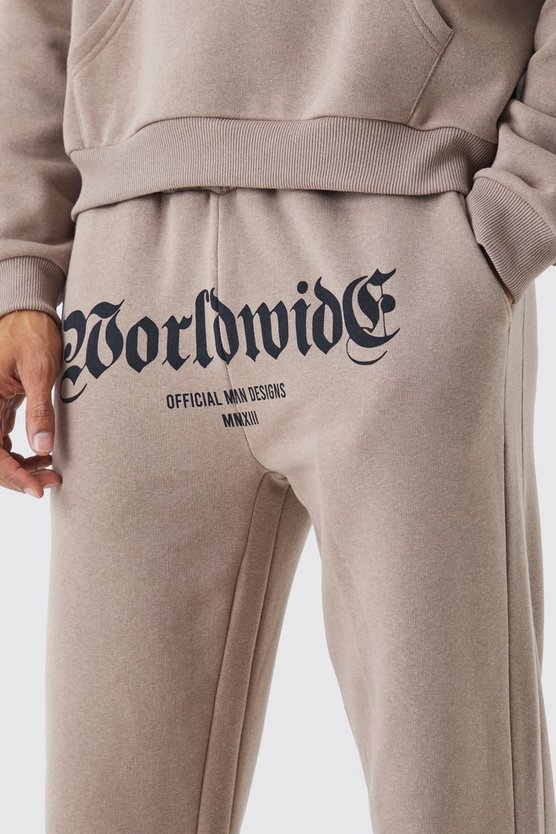 Jogginghose mit Worldwide-Print und geteiltem Saum