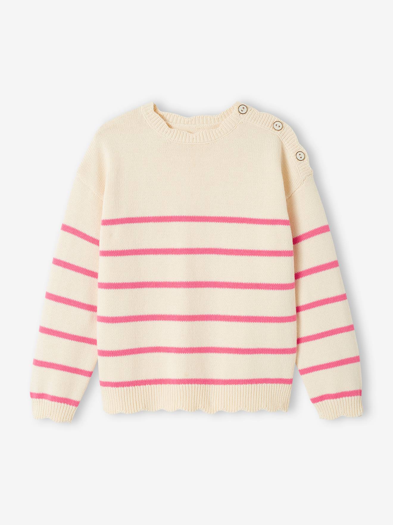 Vertbaudet Mädchen Ringelpullover - pudrig rosa