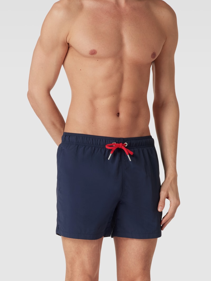 Badehose mit Label-Stitching in marineblau