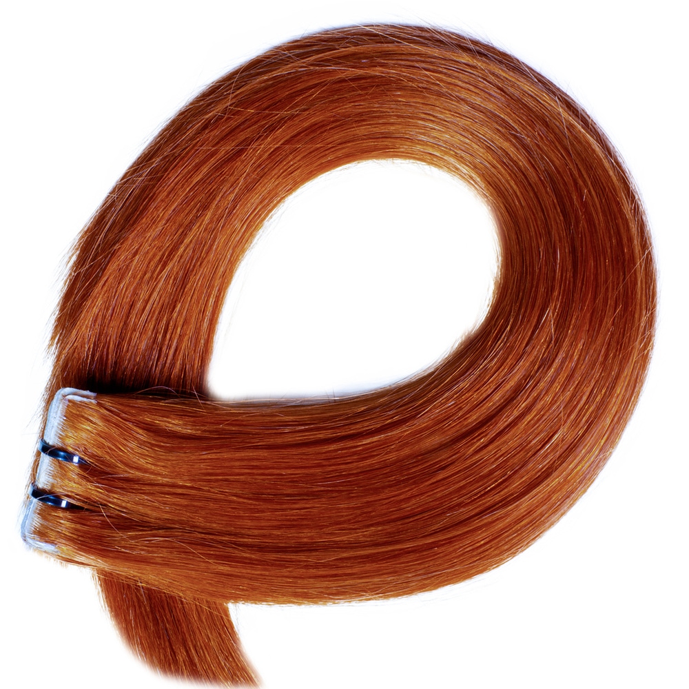 hair2heart Extensions adhesives Invisible Premium cheveux naturels #130 Rouge cuivré extensions