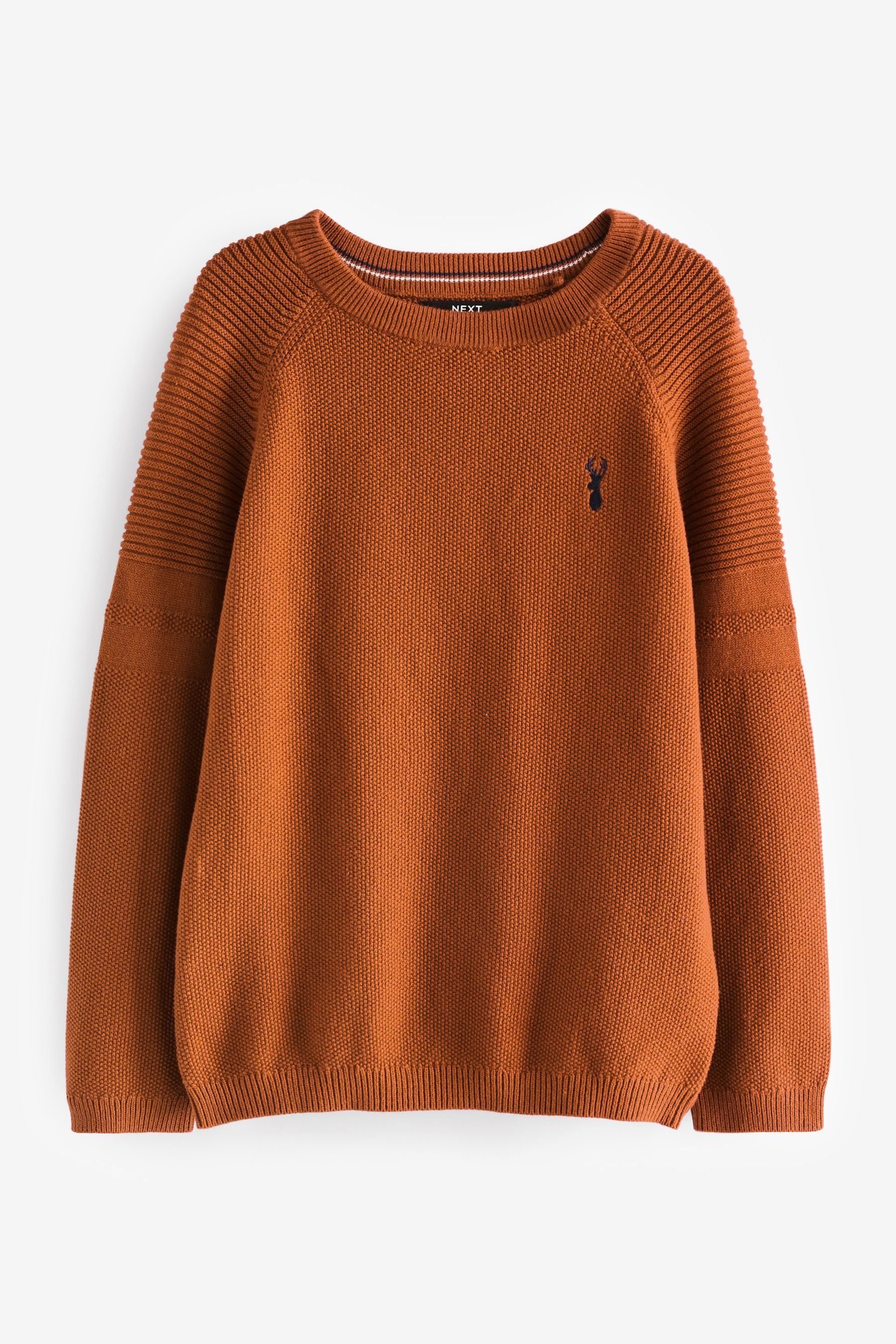 Next Rundhalspullover Pullover mit Struktur und Hirsch (1-tlg)
