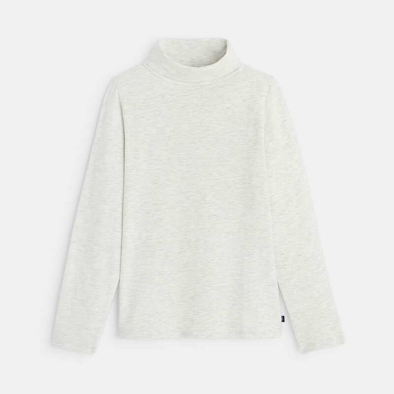 T-shirt col roulé manches longues blanc garçon