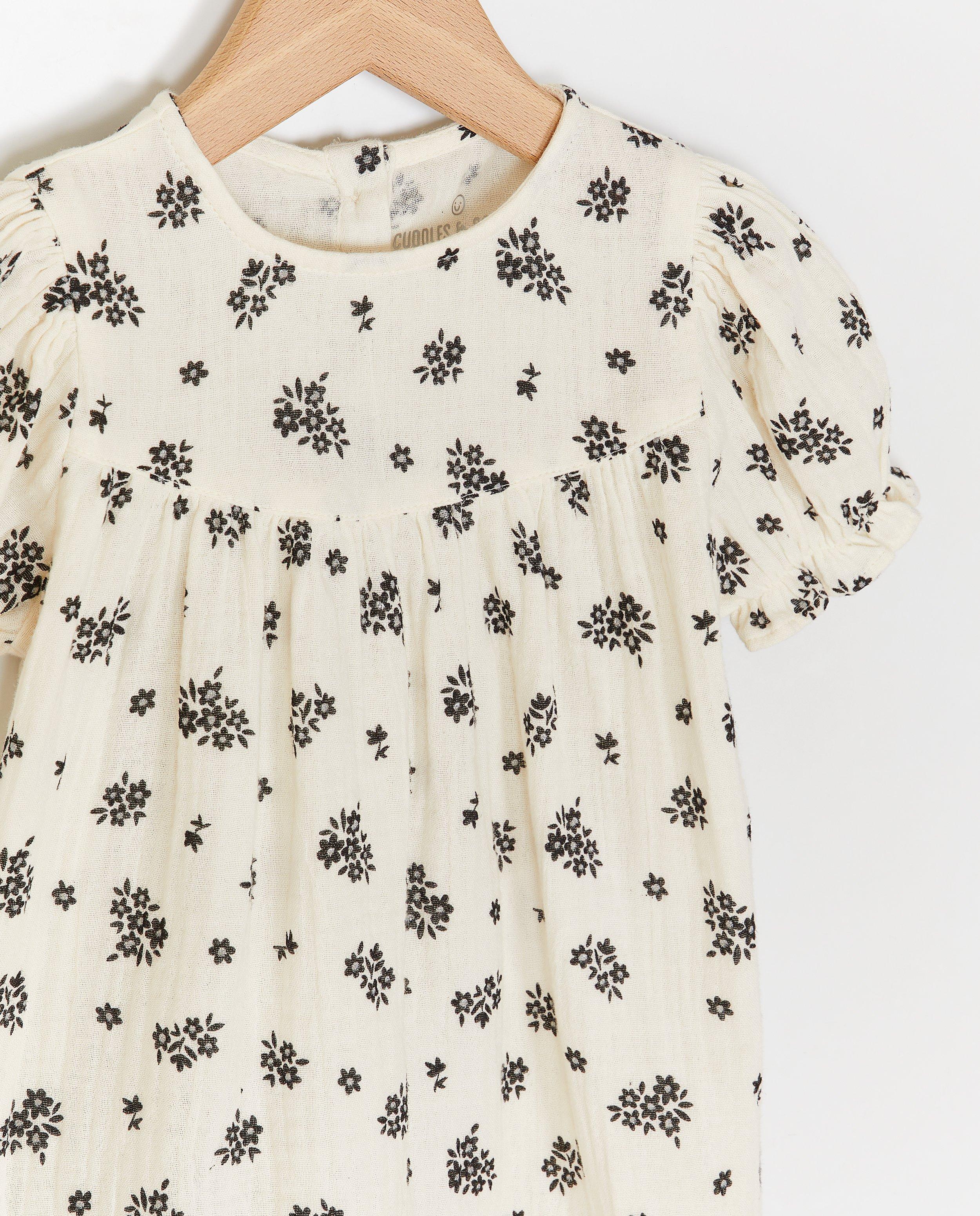 Rochie Tetra cu imprimeu floral, Cuddles and Smiles, albă