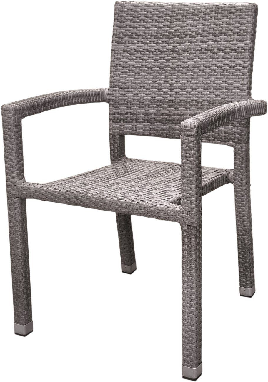 Konway Stapelstuhl PORTO (4 St), 4x KONWAY® PORTO Stapelsessel Granit Premium Polyrattan Sessel