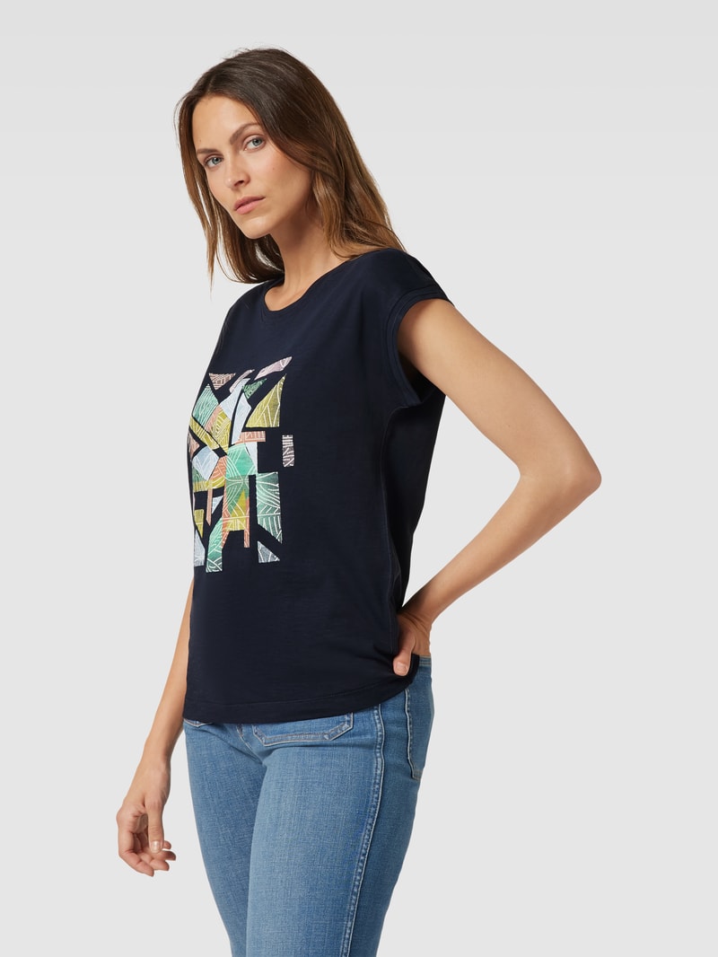 T-Shirt mit grafischem Muster in marineblau