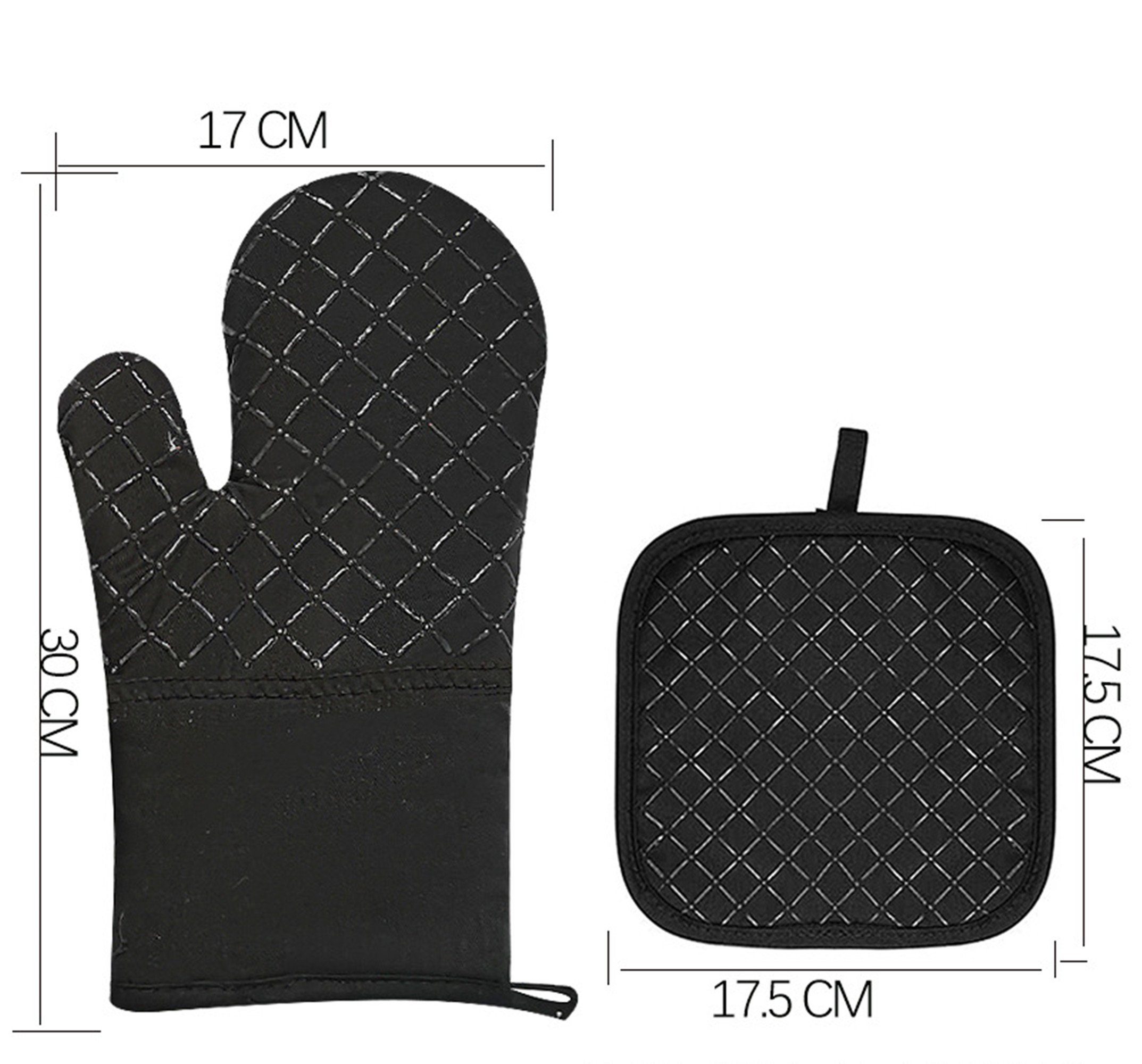 Tisoutec Topflappen Ofenhandschuhe Topflappen 4er Set, 360℃ Hitzebeständige Topfhandschuhe, Hitzebeständig,Gegen Verschmutzung