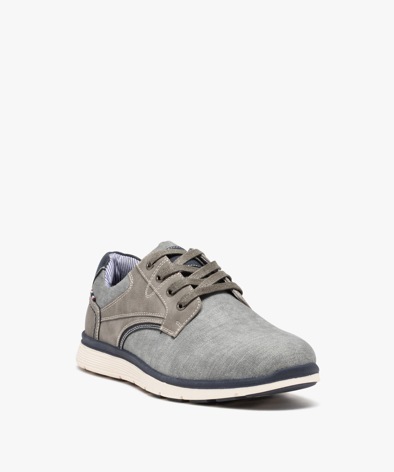 Derbies homme dessus toile style sportswear gris | GEMO