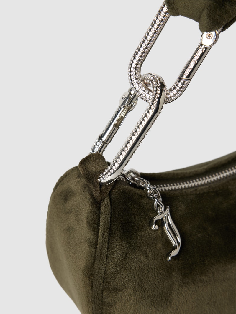 Handtasche mit Label-Applikation Modell 'BLOSSOM' in olivgrün