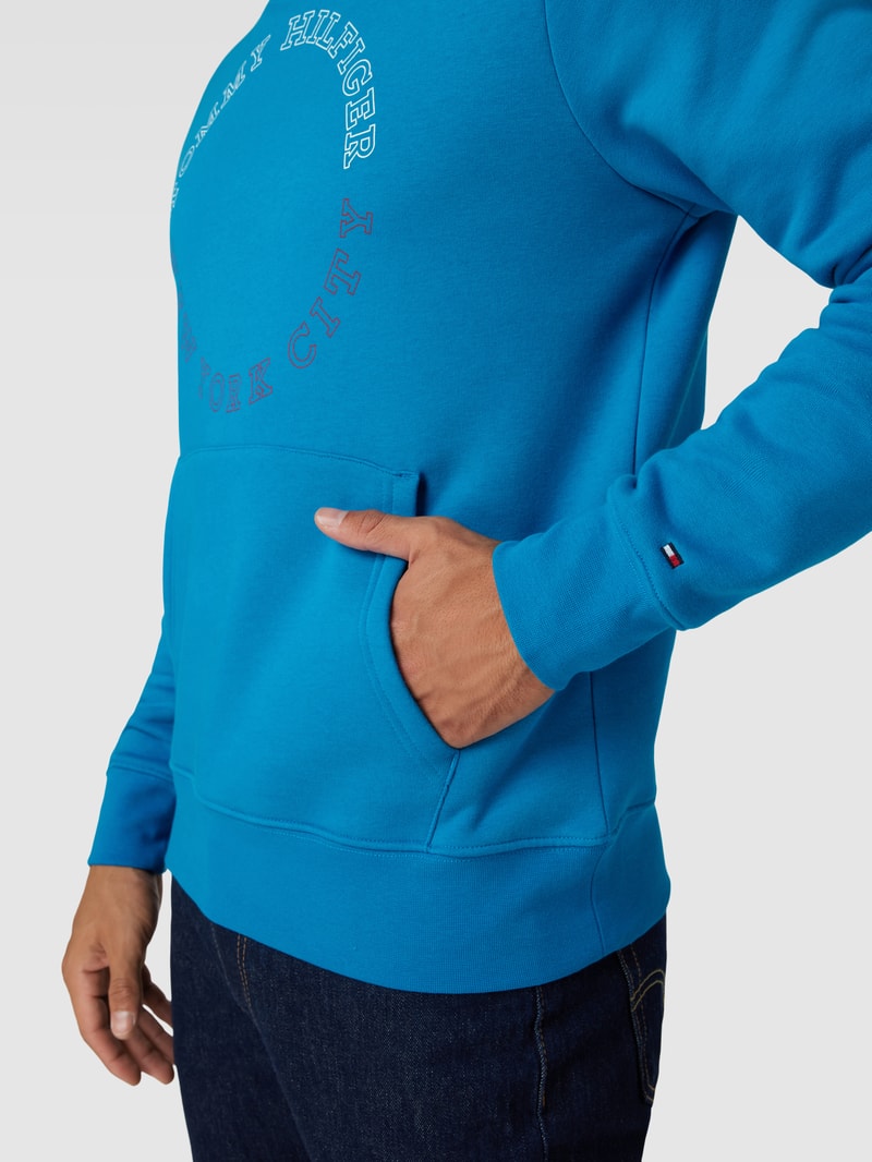 Hoodie mit Label-Print Modell 'MONOTYPE' in aqua blau