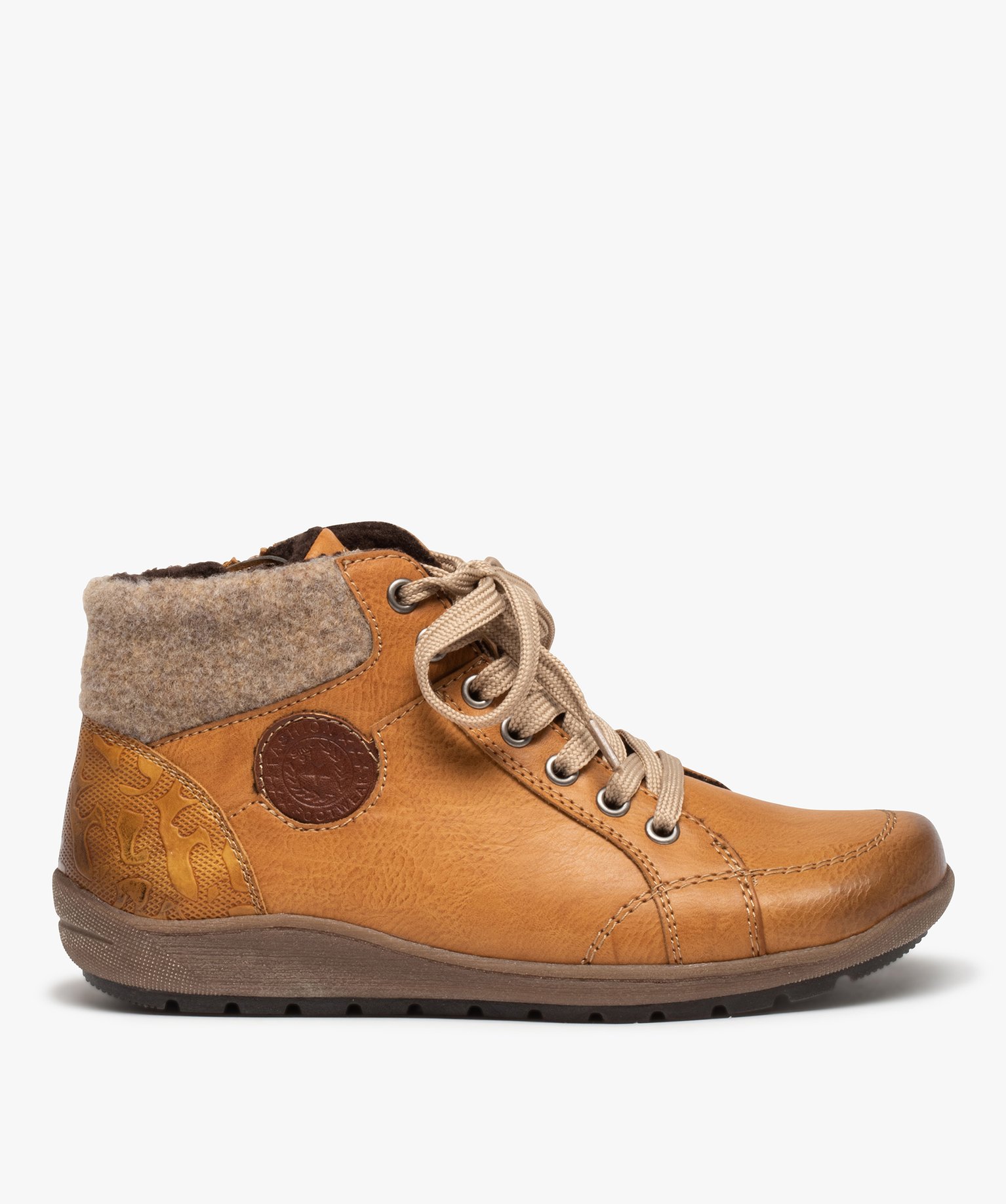 Boots femme confort avec col en maille – Softrelax camel | GEMO
