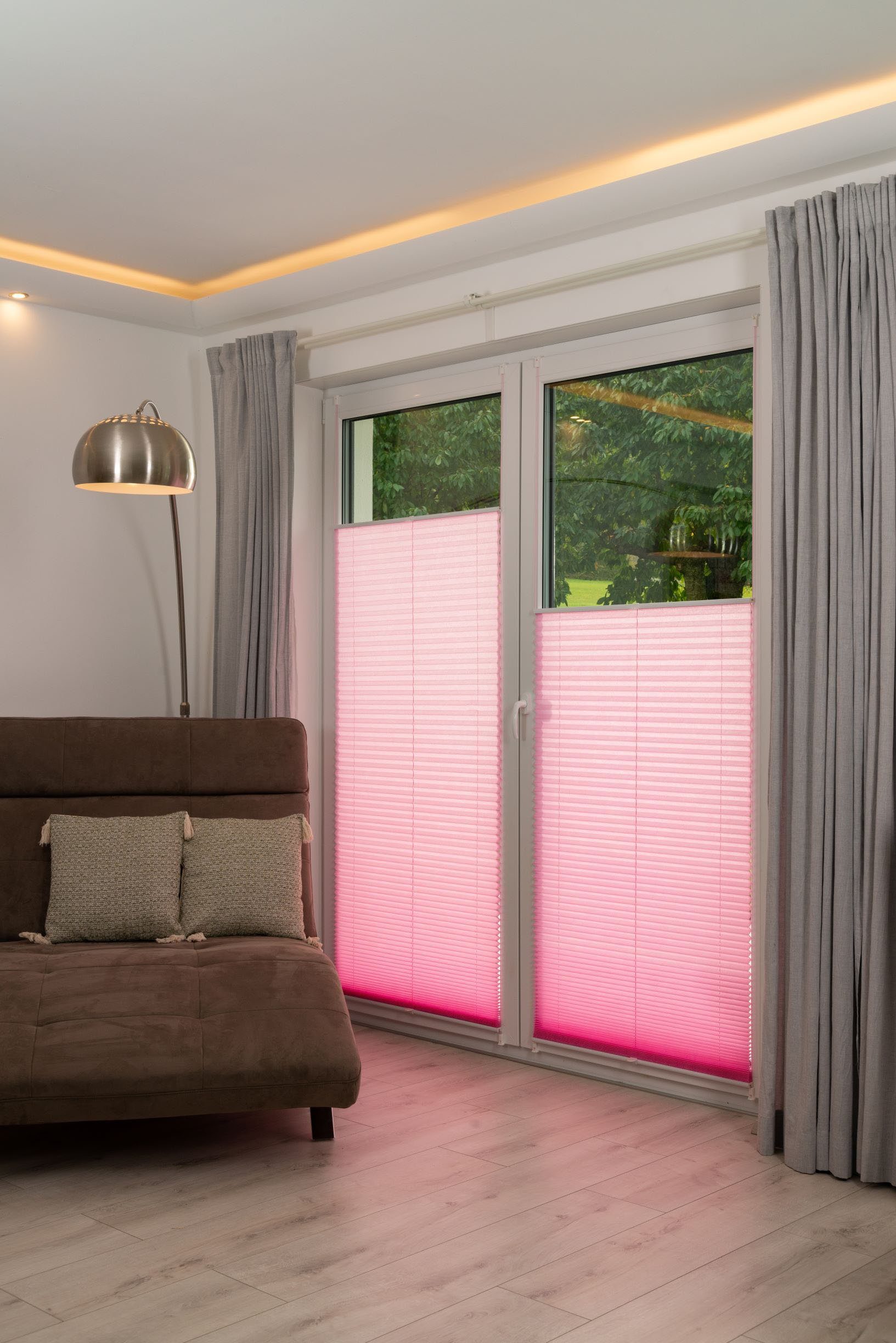 Plissee Klemmfix Pisa, K-HOME, Lichtschutz, ohne Bohren, verspannt, Klemmfix, Crushed-Optik