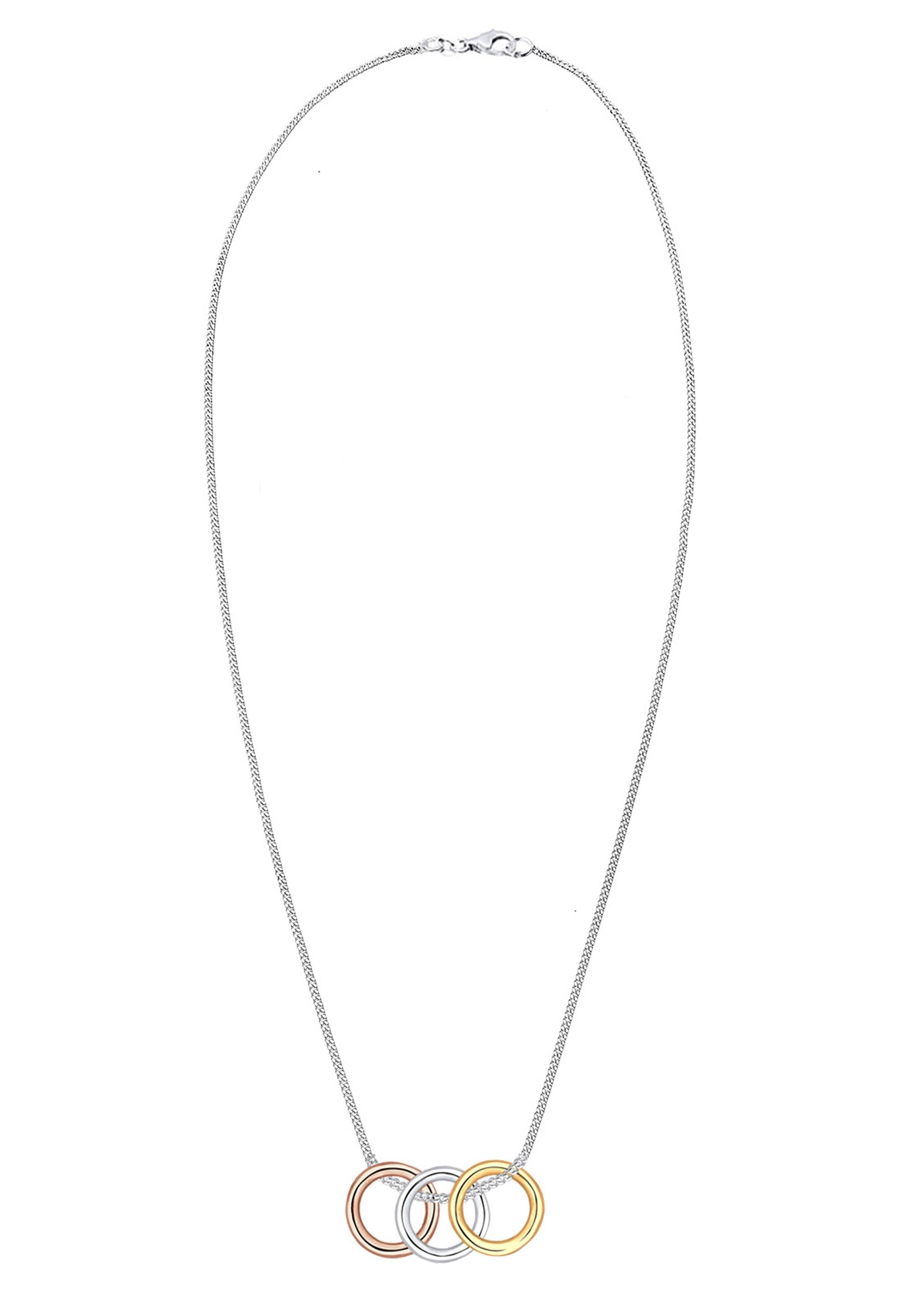 Ciondolo da donna Elli a cerchio tricolore di tendenza in argento sterling 925