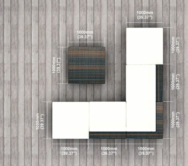 PureHaven Rattangarnitur 300x300 cm elegant geformt strapazierfähig und extra stabil inkl. Sitz- und Rückenkissen creme-weiße Sitzauflagen