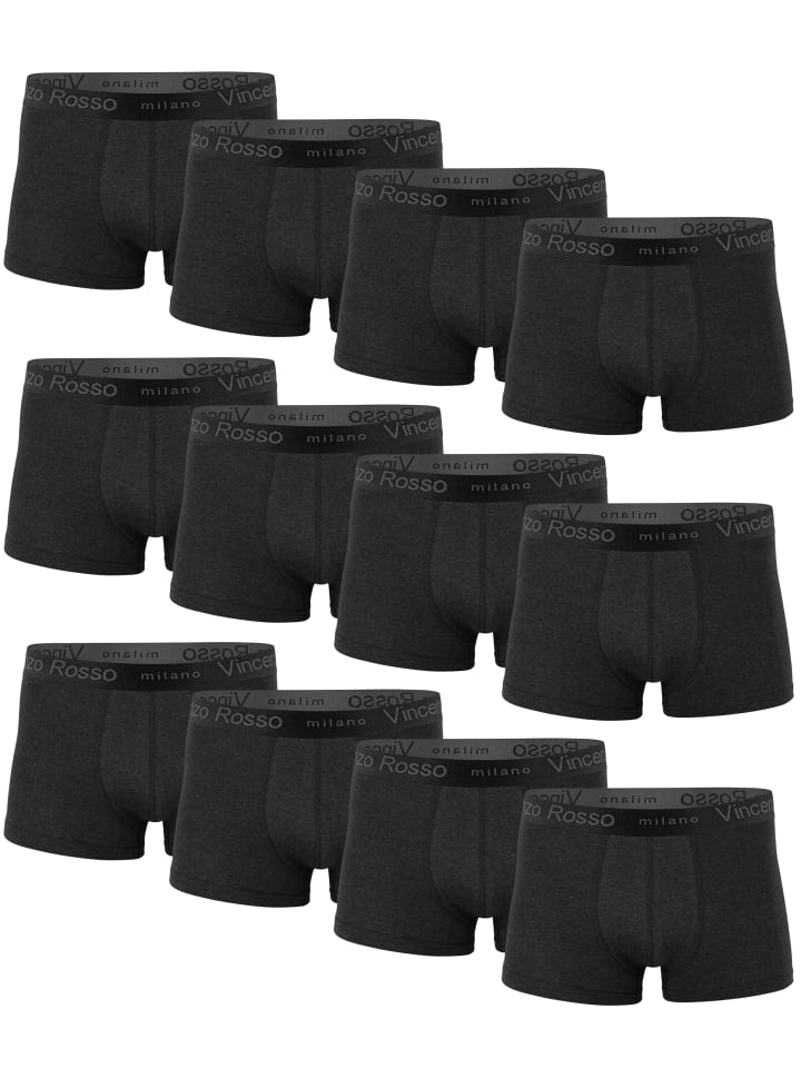 Vincenzo Rosso 12er Pack Boxershorts - Hipster in anthrazit günstig kaufen