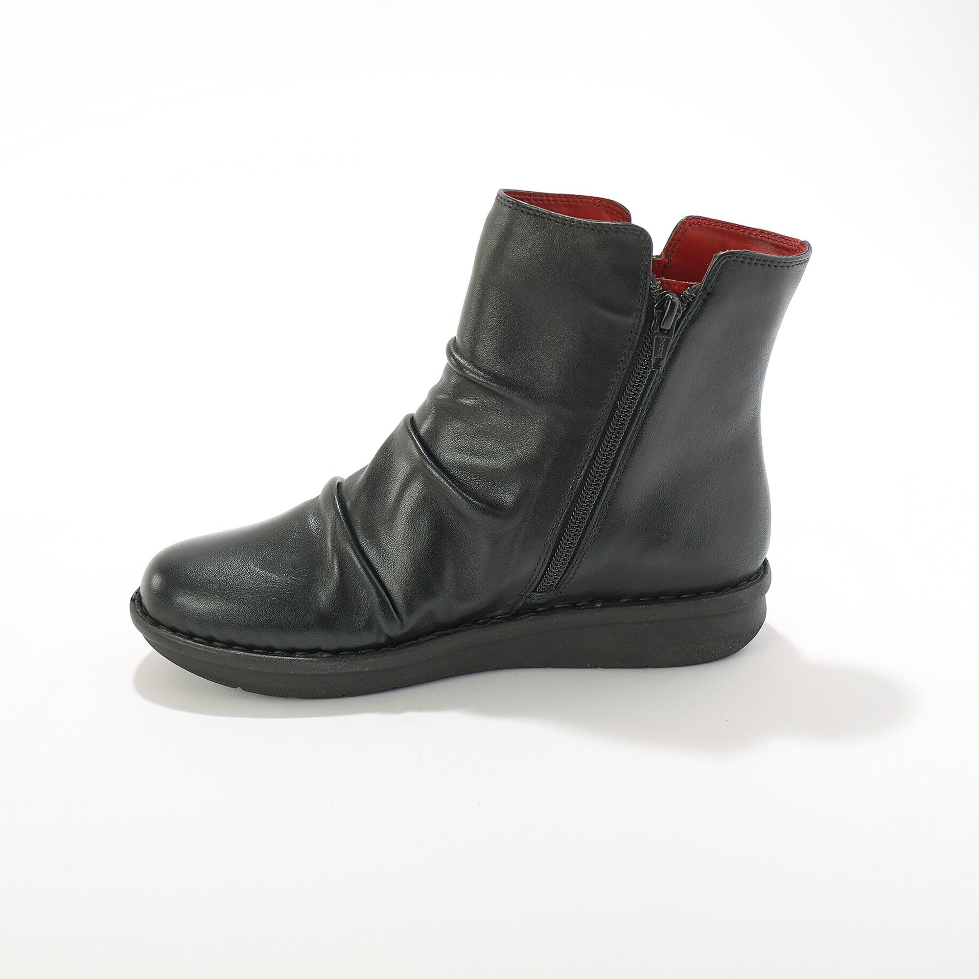 Boots plissées compensées doublées, en cuir certifié LWG