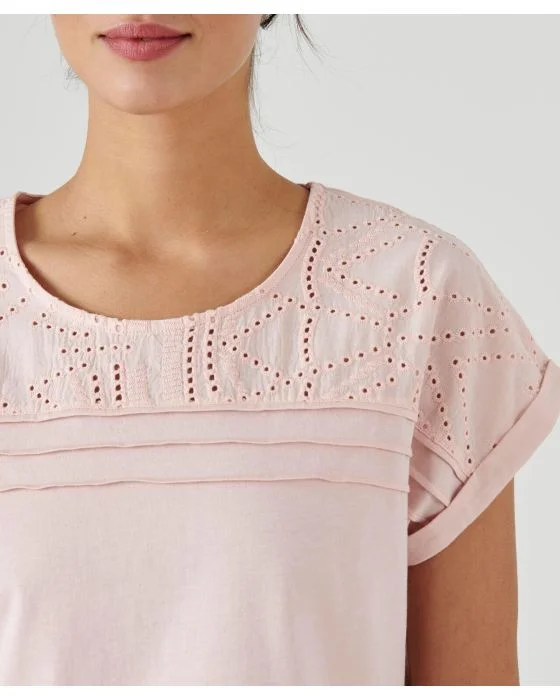 Tee-shirt détails broderie anglaise