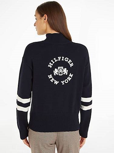 TOMMY HILFIGER Damen Strickpullover WOOL BLEND MOCK-NK SWEATER