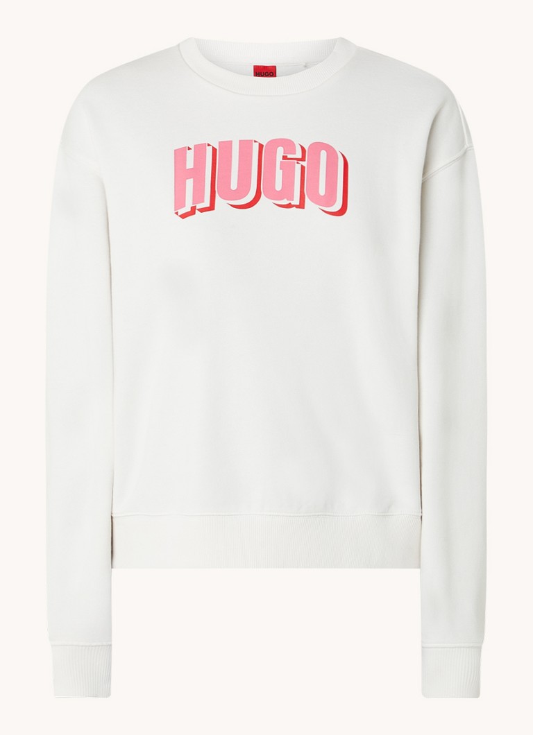 Pulover HUGO BOSS Deroxina cu imprimeu și finisaj spălat.