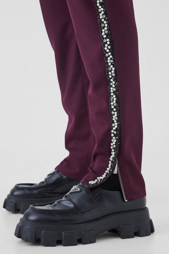 Bestickte Skinny Hose