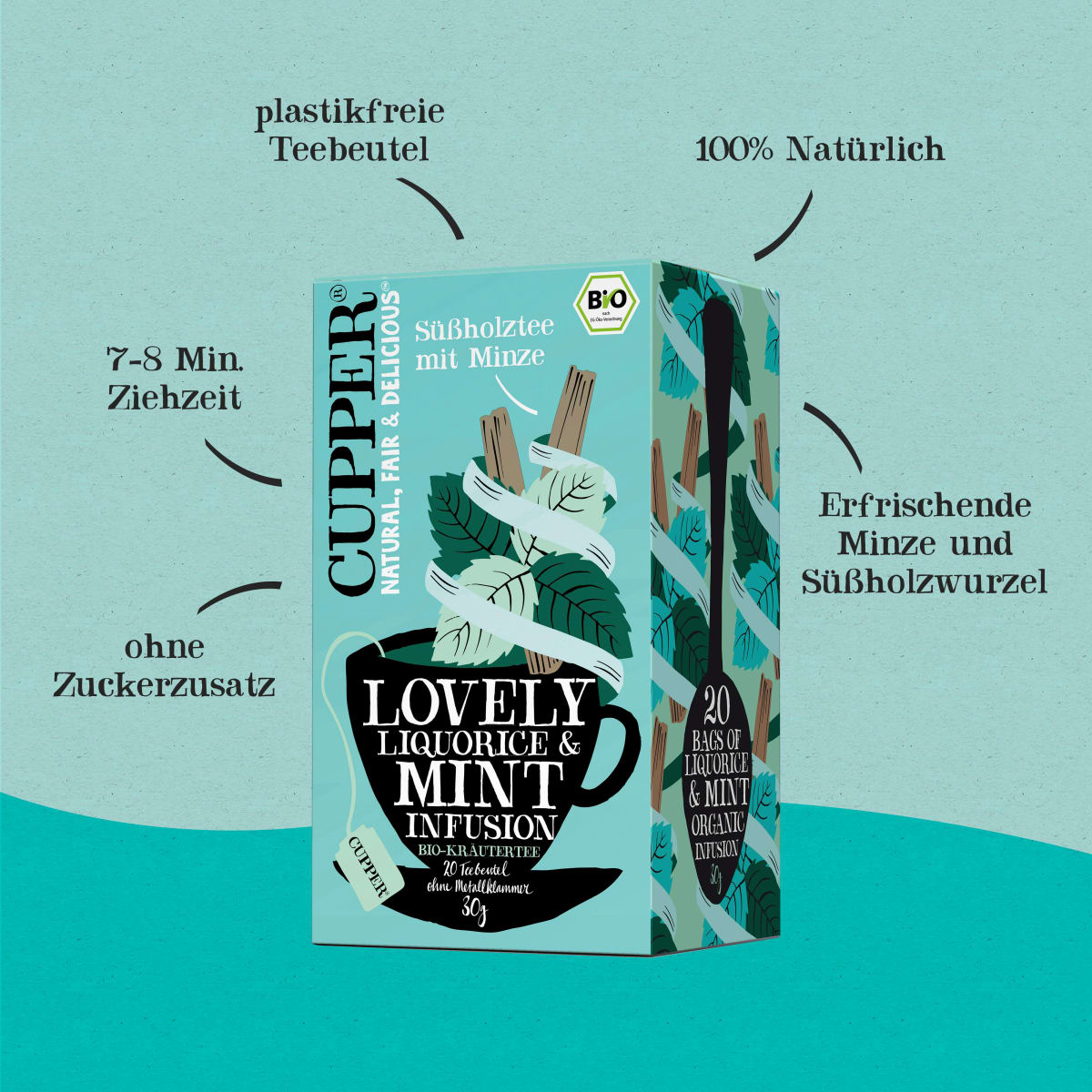 Kräutertee Süßholz, Minze (20 Beutel), 30 g