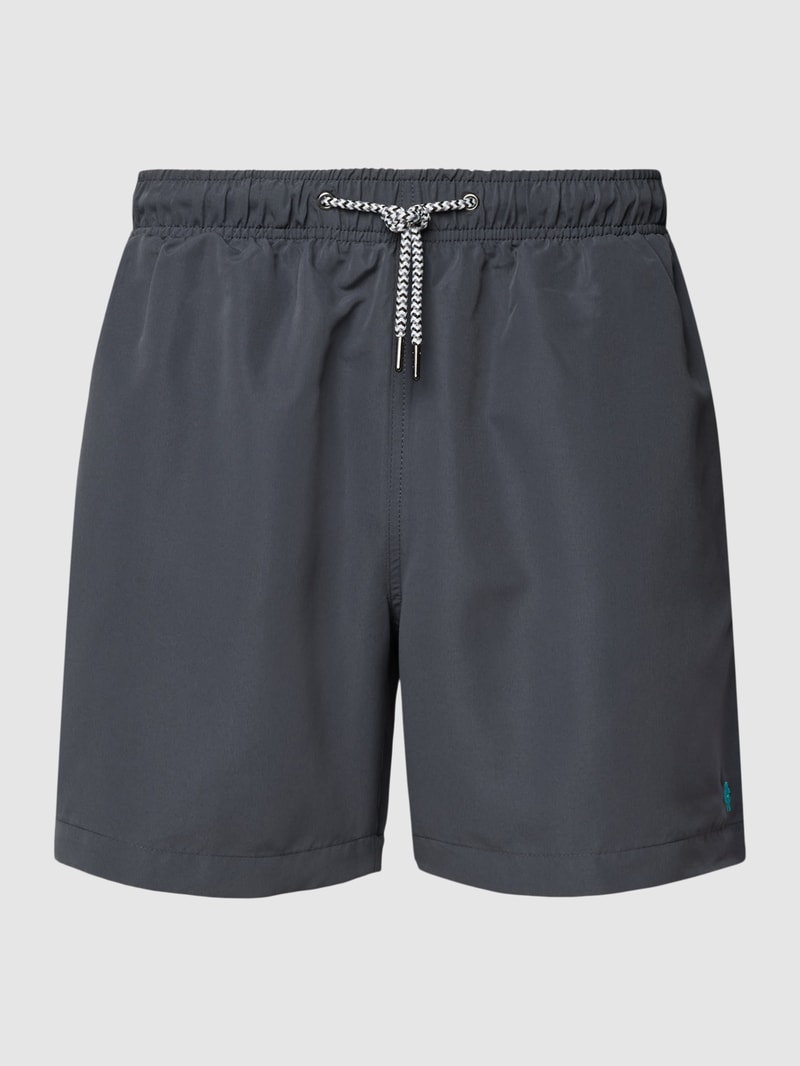 Badeshorts mit Label-Stitching in dunkelgrau