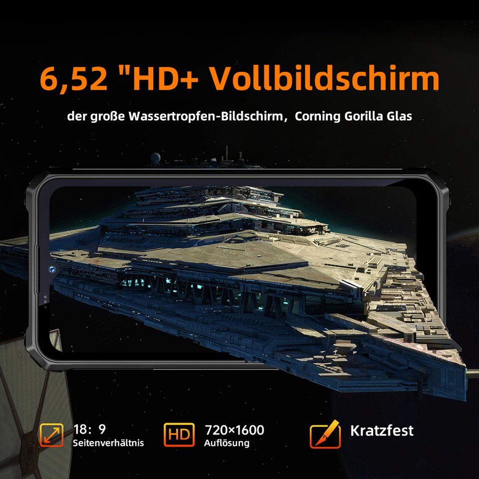OUKITEL WP 15, 5G-[Außentelefon], 128GB ROM, 15600 mAh Akku, Dual-SIM Smartphone (8 GB Speicherplatz, Android 11, 6.52'' HD+ Display, 8M Frontkamera, 48M Hauptkamera hinten)