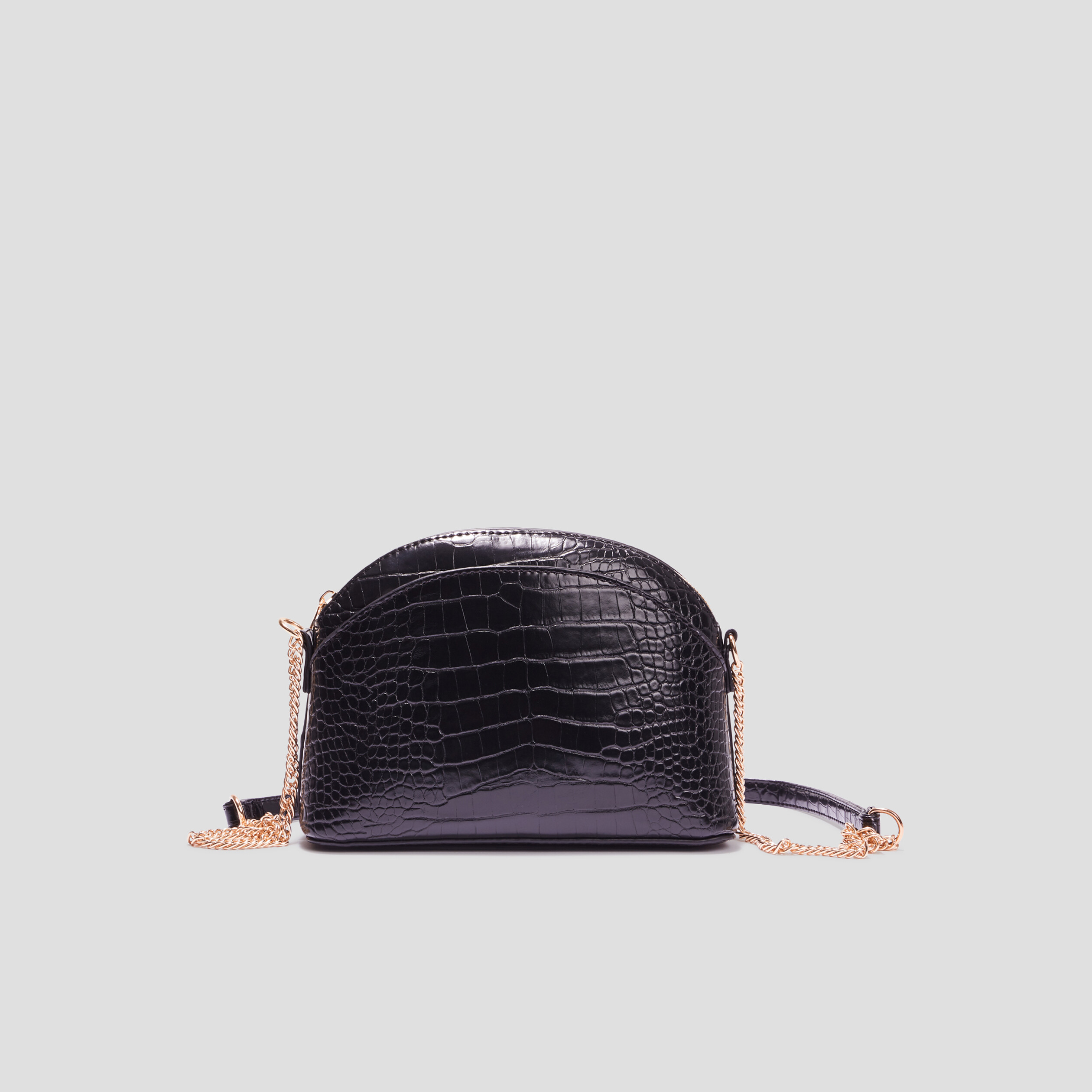 Sac en bandoulière vernis effet croco noir femme | La Halle
