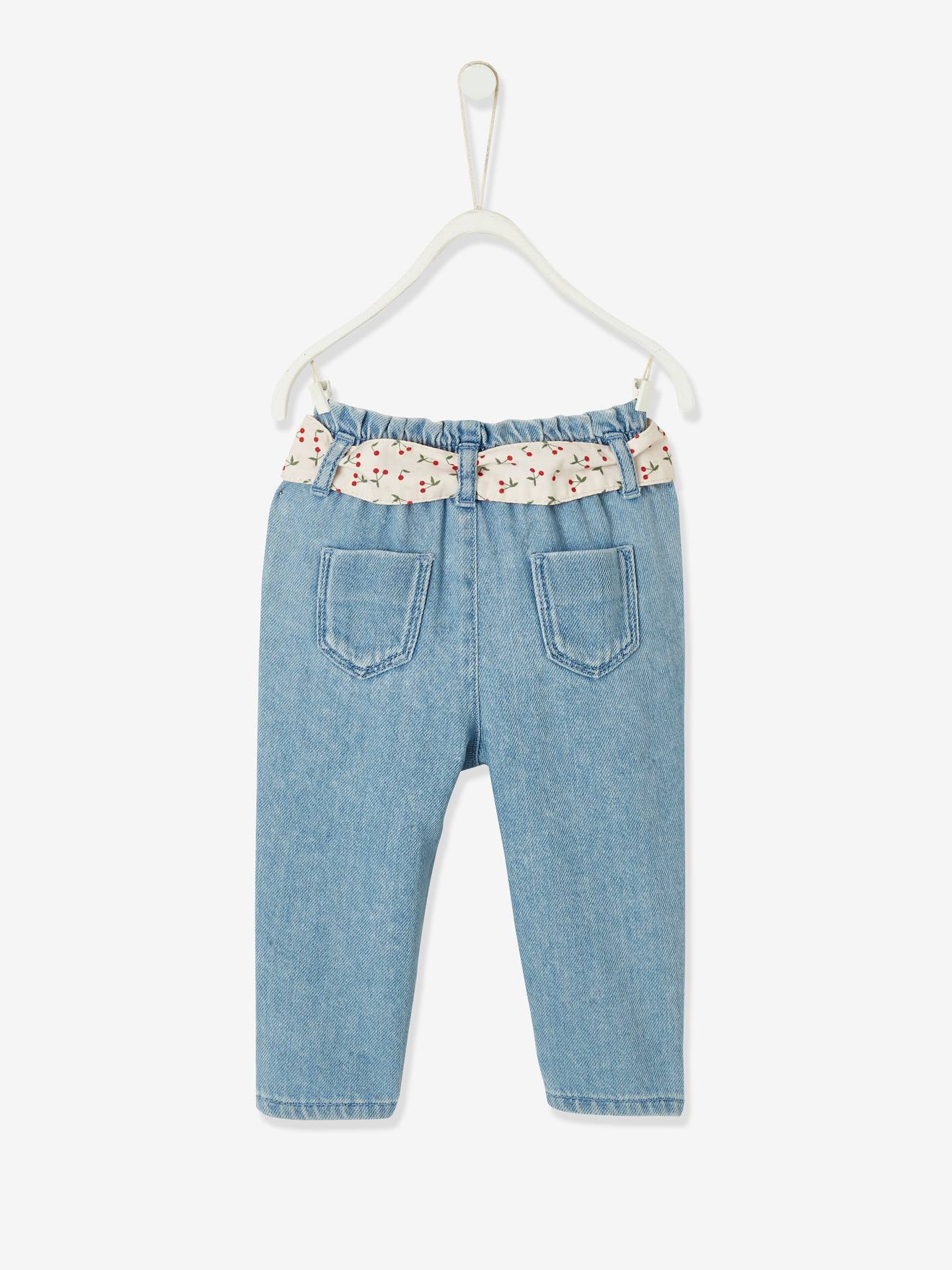 Jean avec ceinture en tissu bébé double stone