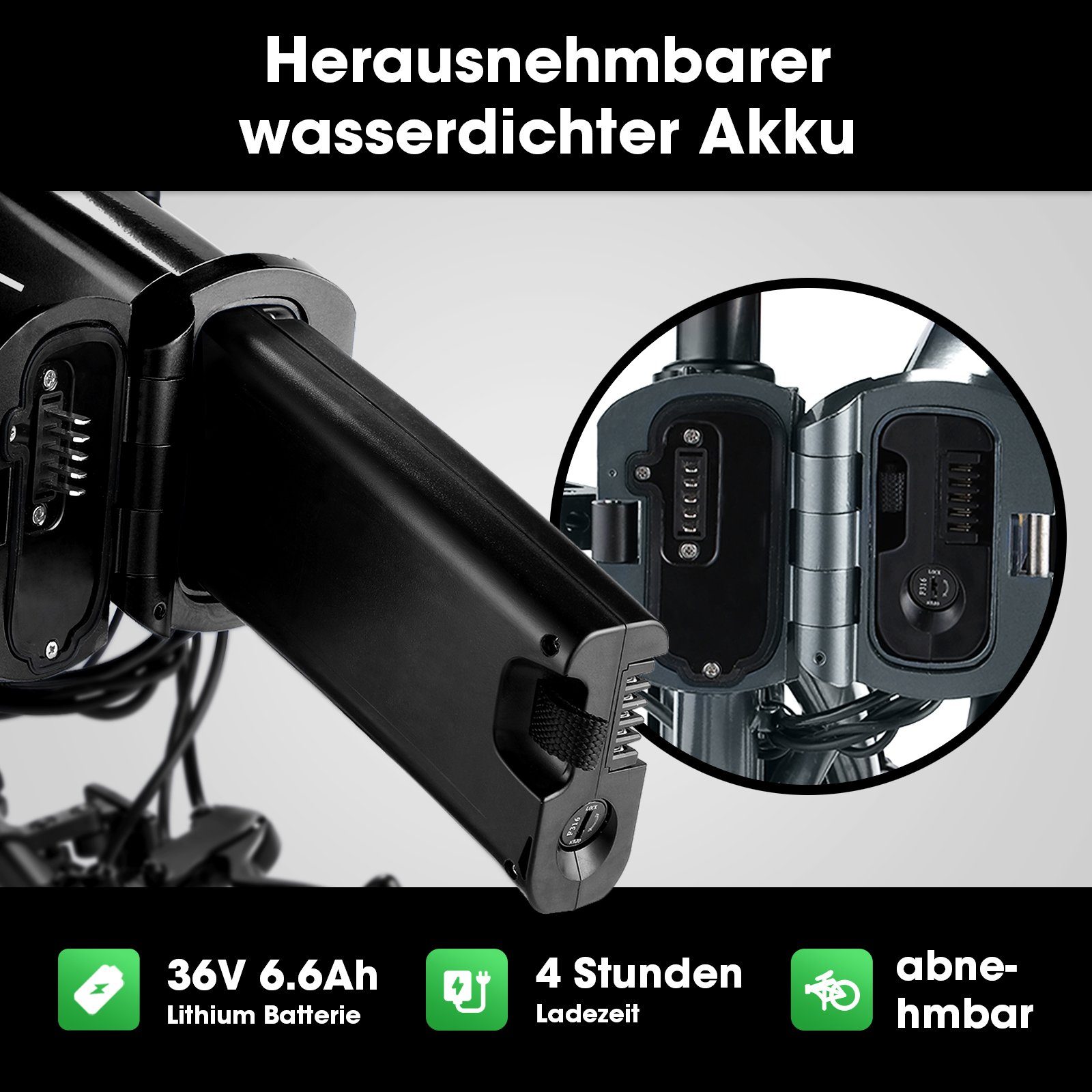 CARPAT SPORT E-Bike 20 Zoll Klapprad E-Bike Faltrad Damen Herren, 36V/6,6Ah, 6 Gang Shimano, Kettenschaltung, Hintermotor, (Alu-Rahmen, Pedelec Elektrisches Fahrrad), Elektrofahrrad, E-Klapprad, E-Faltrad