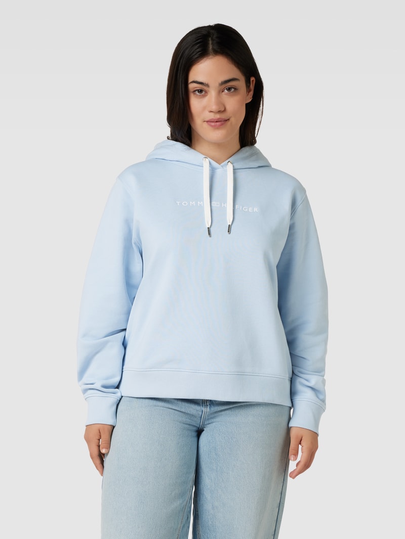 PLUS SIZE Hoodie mit Label-Stitching in hellblau
