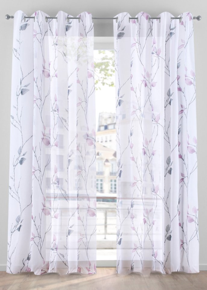 Gardine mit Blumenmuster(1er Pack)