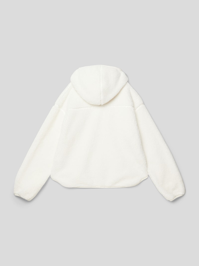 Sweatjacke mit Kapuze und Logo-Stitching in ecru