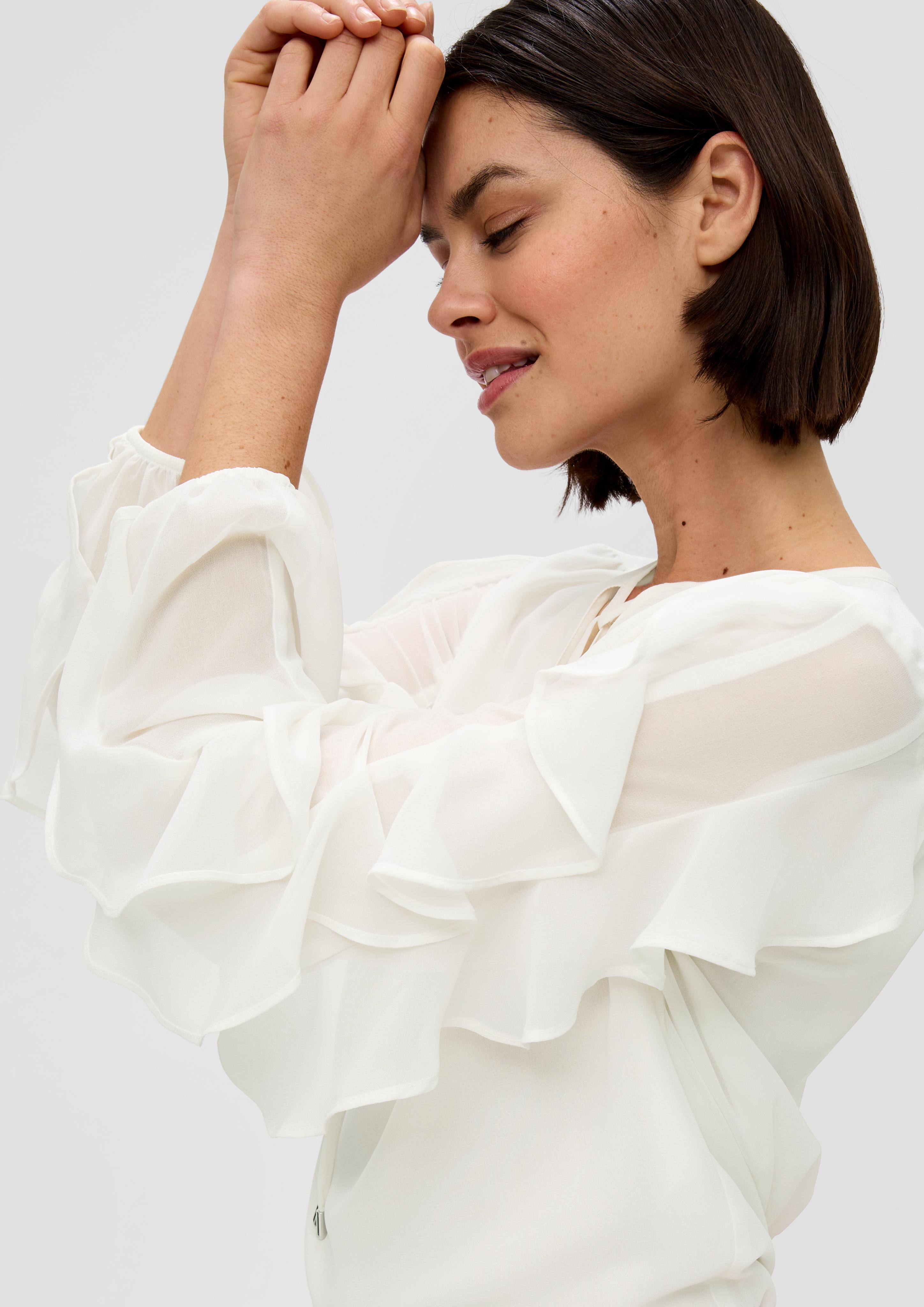 Chiffonbluse mit Rüschen-Ärmeln  2141664-0200