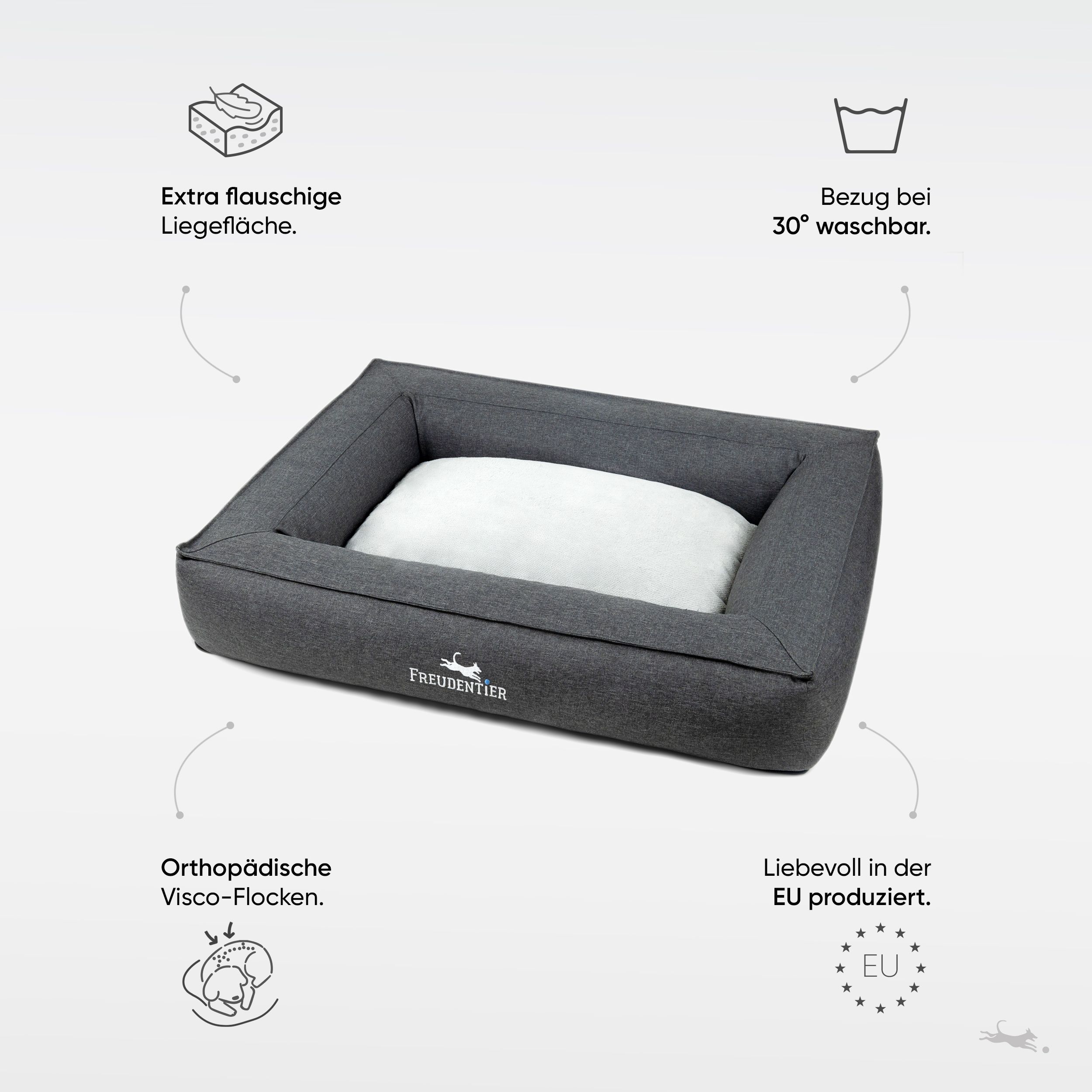 Freudentier Hundebetten Freudentier orthopädisches Box Hundebett Siebenschläfer L