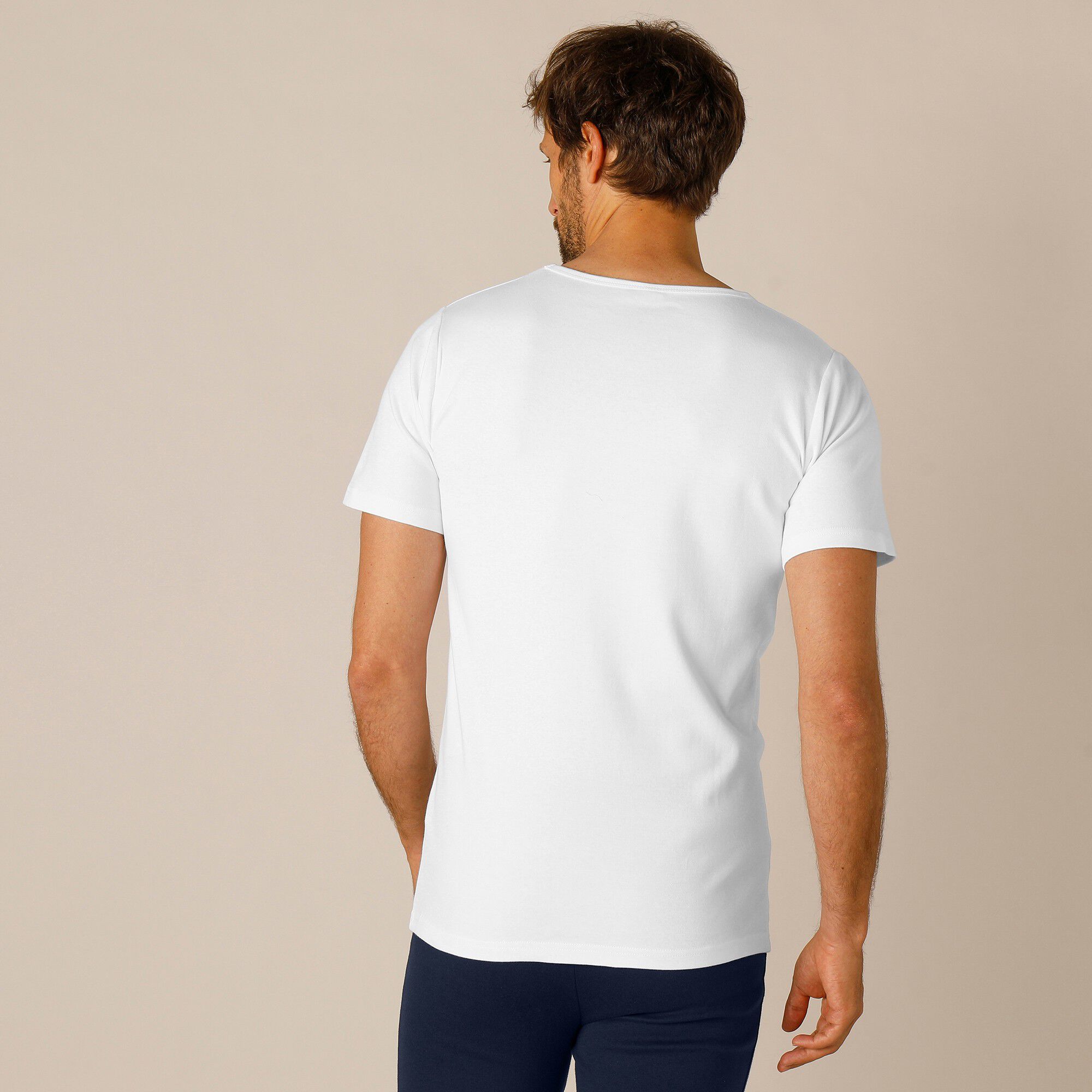 Tee-shirt sous-vêtement homme col rond manches courtes coton