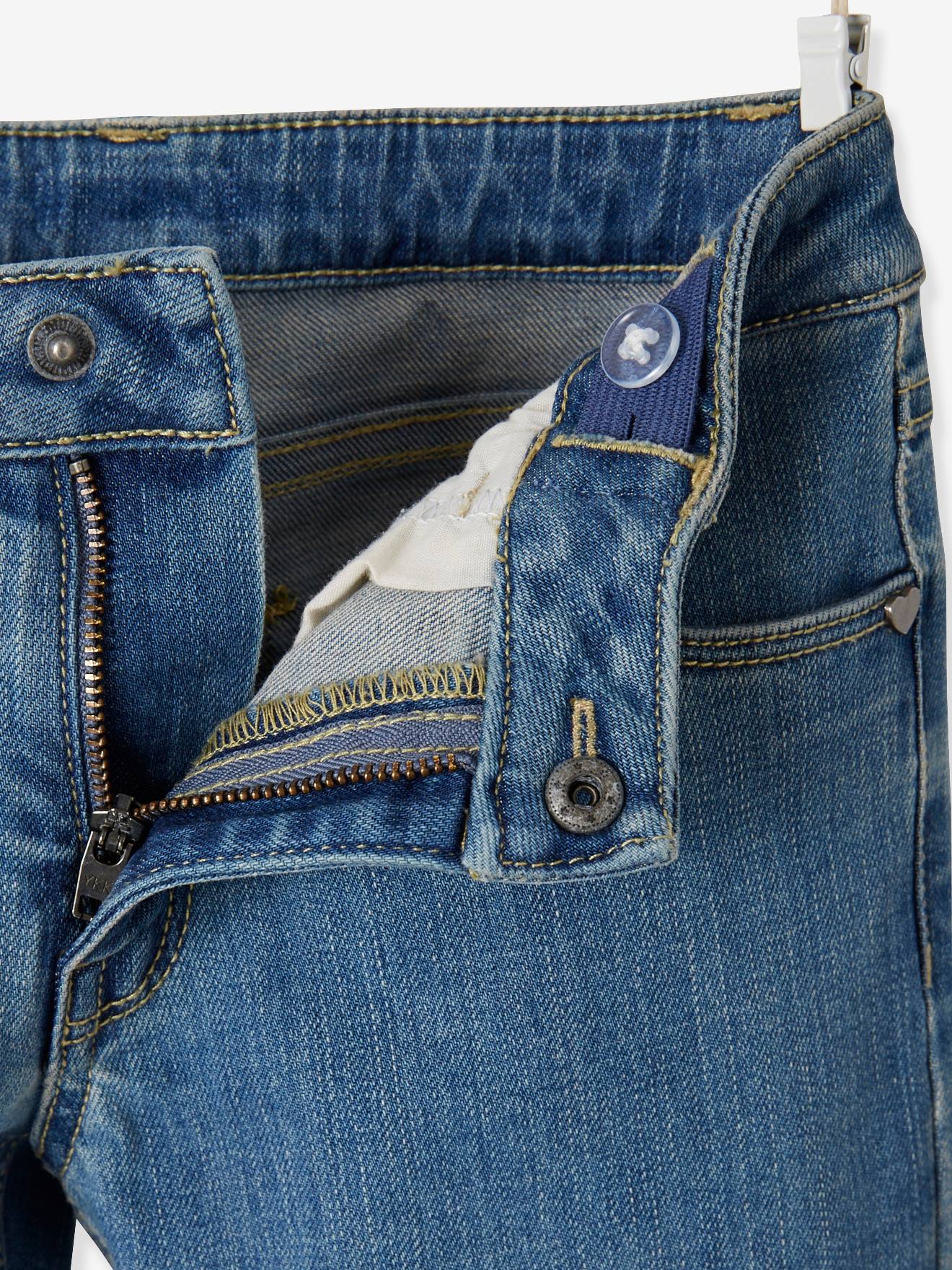 Jean droit fille morphologique tour de hanches LARGE denim stone