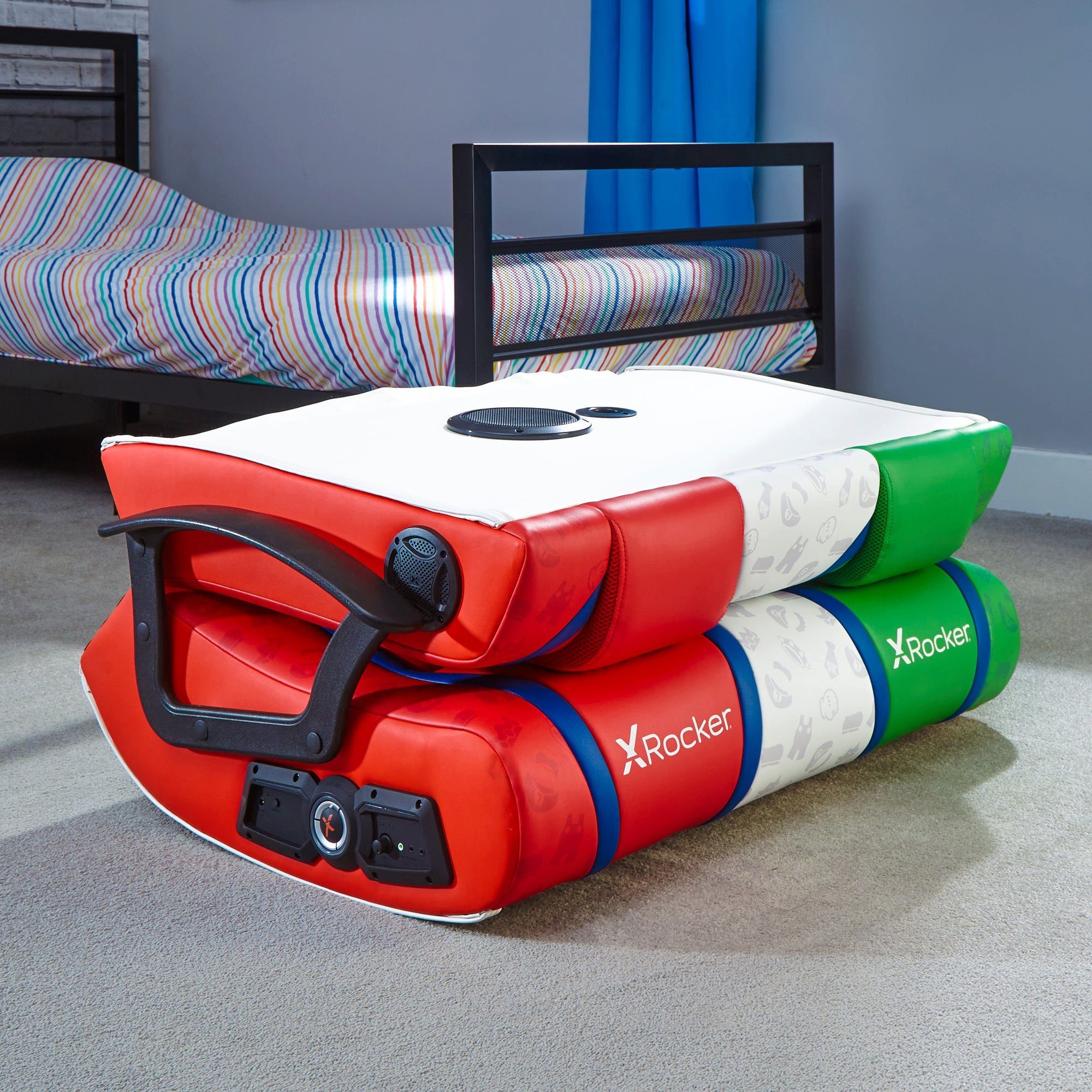 X Rocker Kindersessel Nintendo Super Mario Dual Floor Rocker Bodensessel mit 2.1 Soundsystem, für Kinder