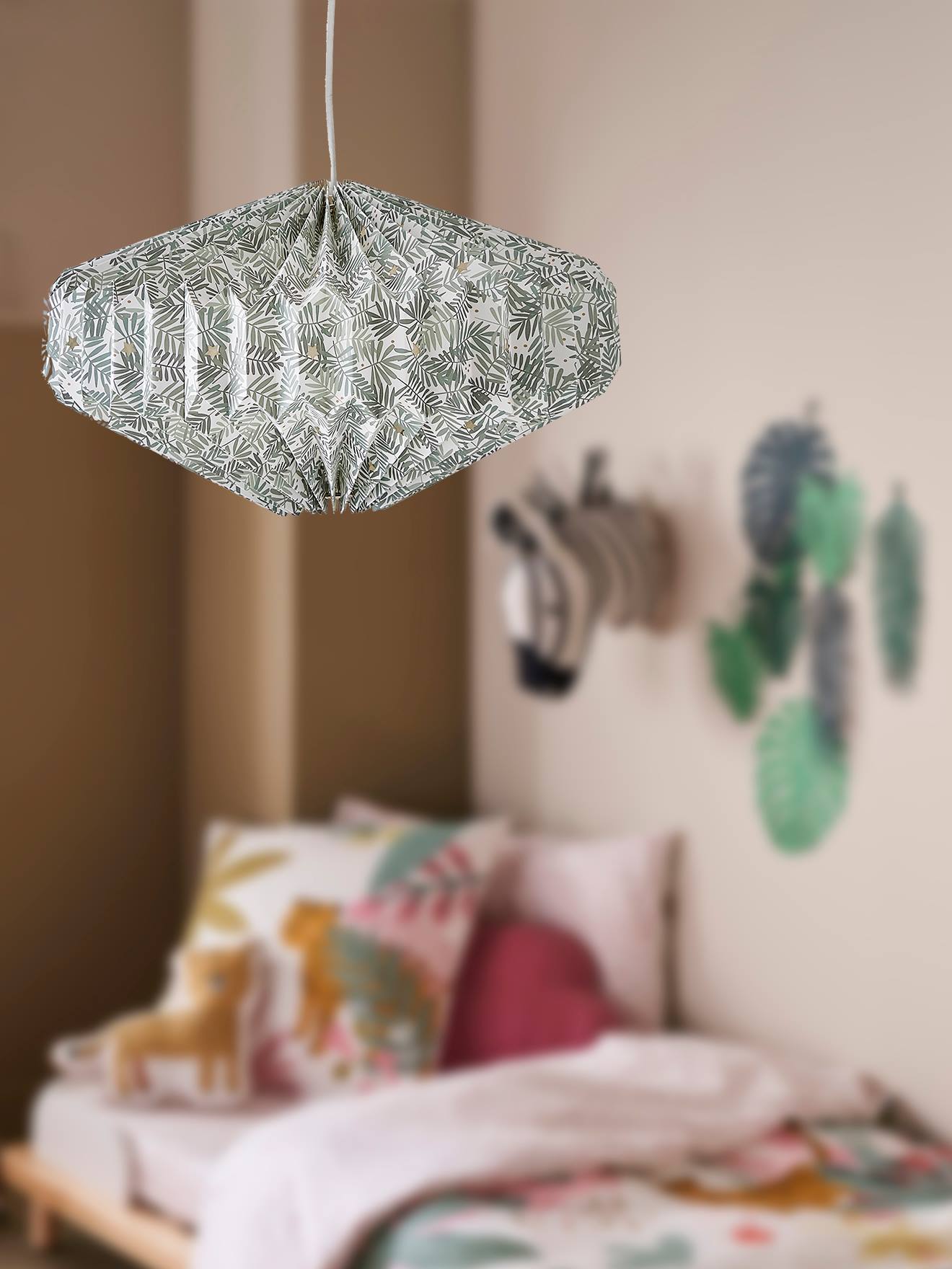 Abat-jour pour suspension en papier origami HANOÏ vert