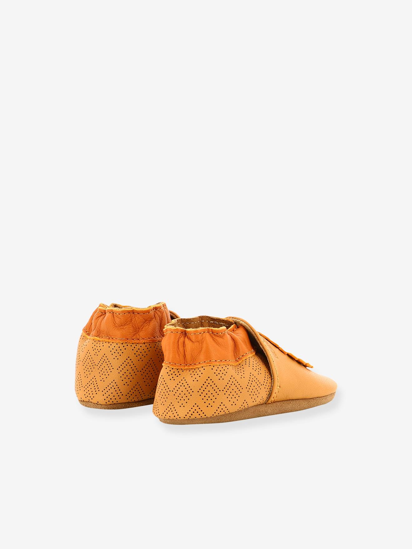 Chaussons cuir souple bébé Grooar ROBEEZ© camel