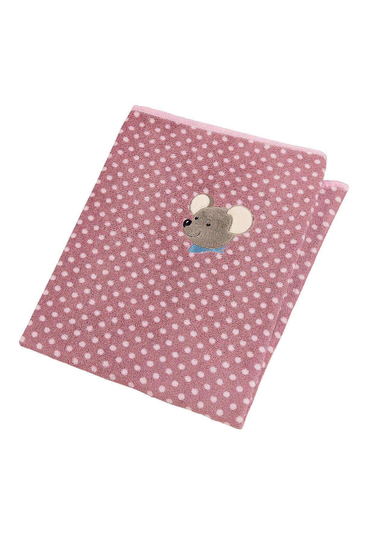 Plüsch-Decke Maus Mabel in Rosa mit hellen Punkten