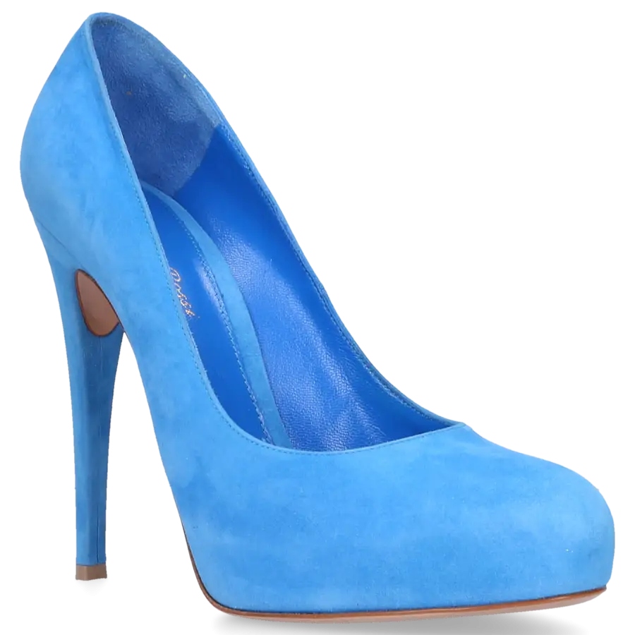 Gianvito Rossi - Plateaupumps Veloursleder blau - blau