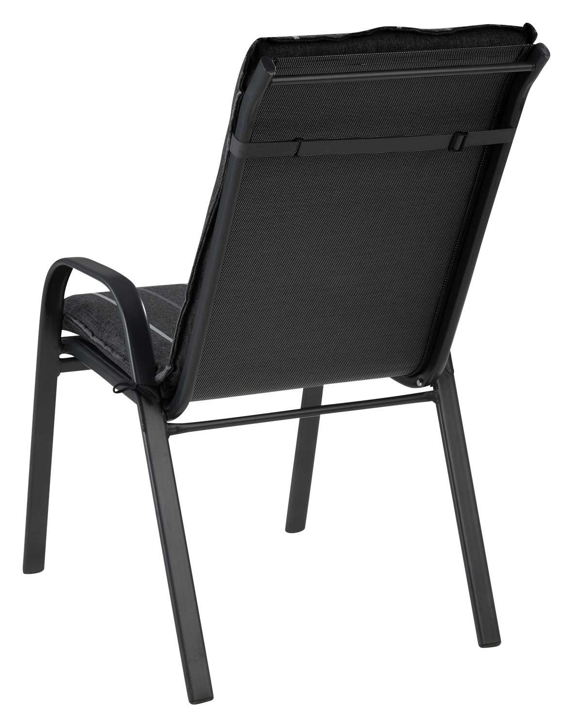 GO-DE Polsterauflage OVENA, B 50 x L 108 cm, Schwarz, 4er Set, (Set, 4 St), Gartenstuhlauflagen für Mittellehnstühle