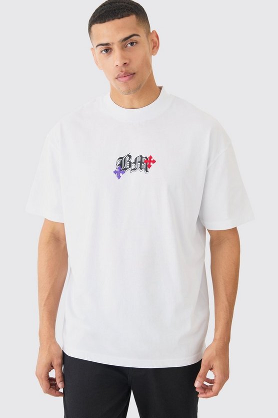 Oversize T-Shirt mit Bm-Stickerei