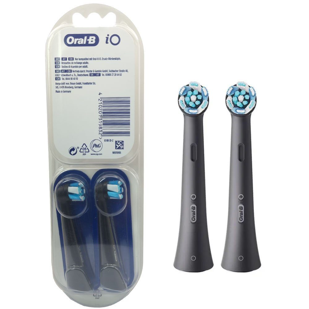 Oral-B Aufsteckbürsten iO ultimative Reinigung Schwarz / Black, 2er Pack, mit Revolutionärer iO Technologie bis in die Borstenspitzen