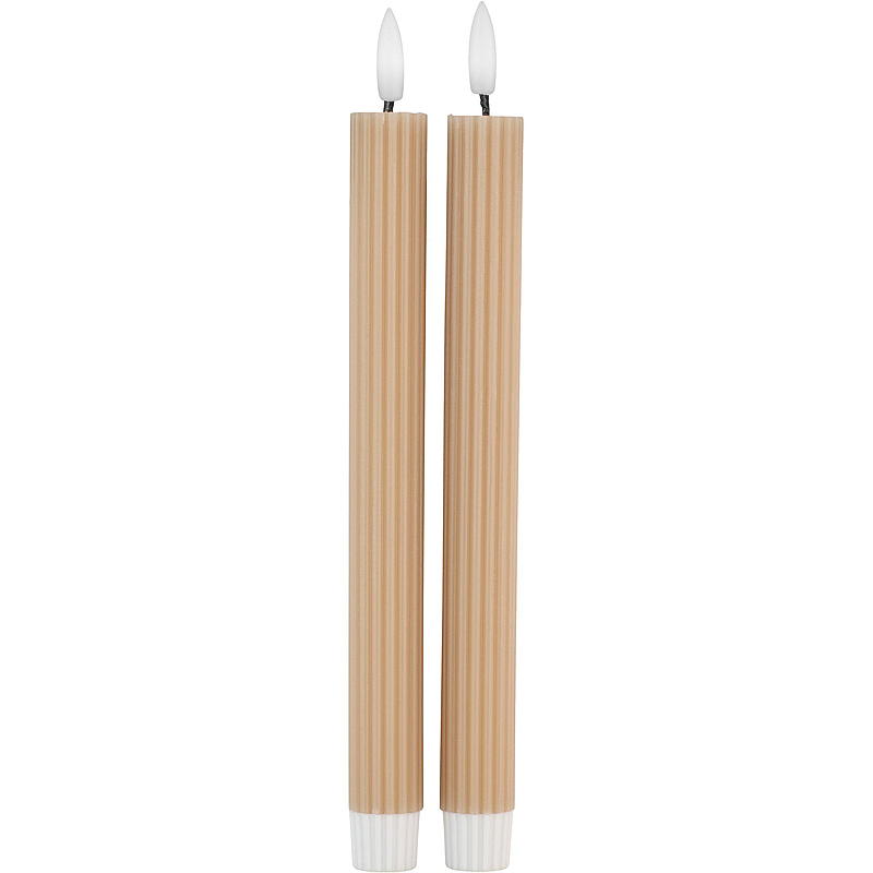 Vie Selected Kronelys 2-pk 24 cm rille LED Sand