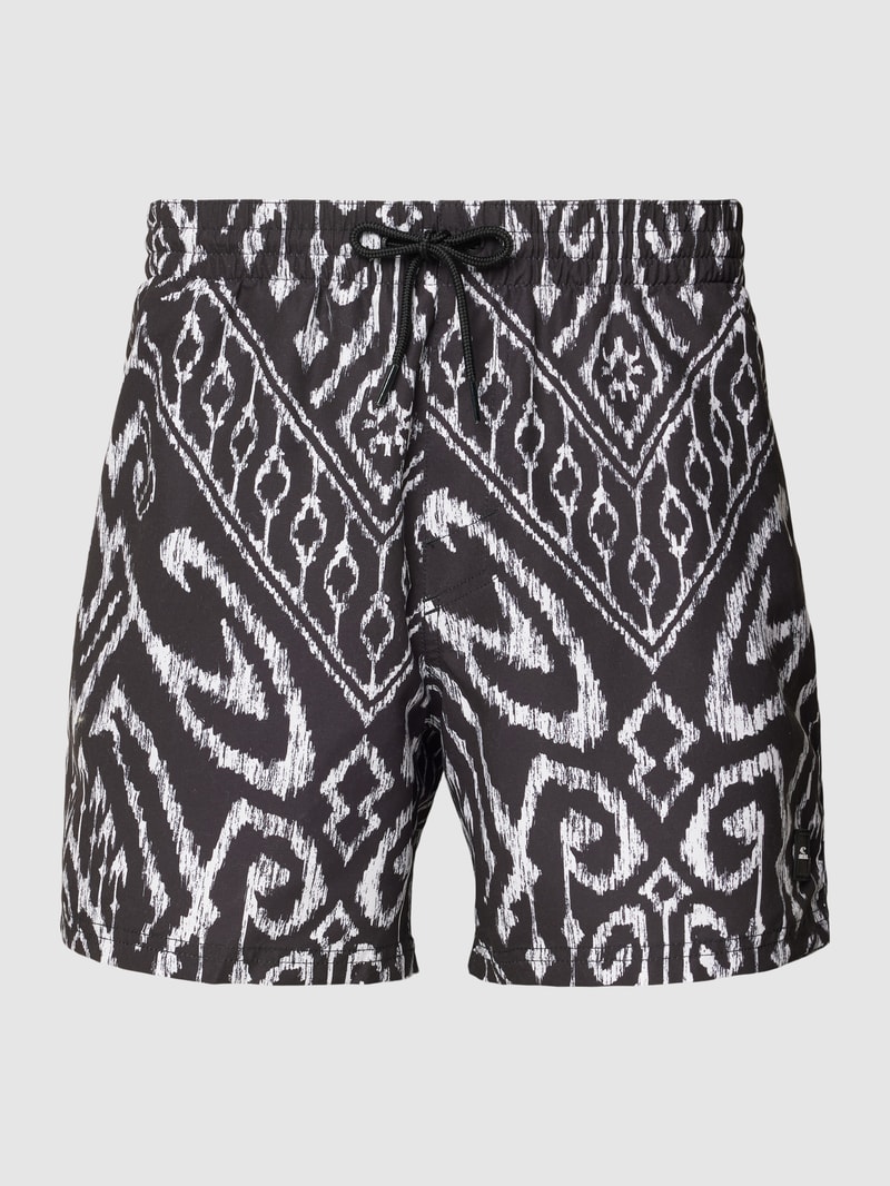 Badehose mit Allover-Motiv-Print Modell 'CALI' in schwarz