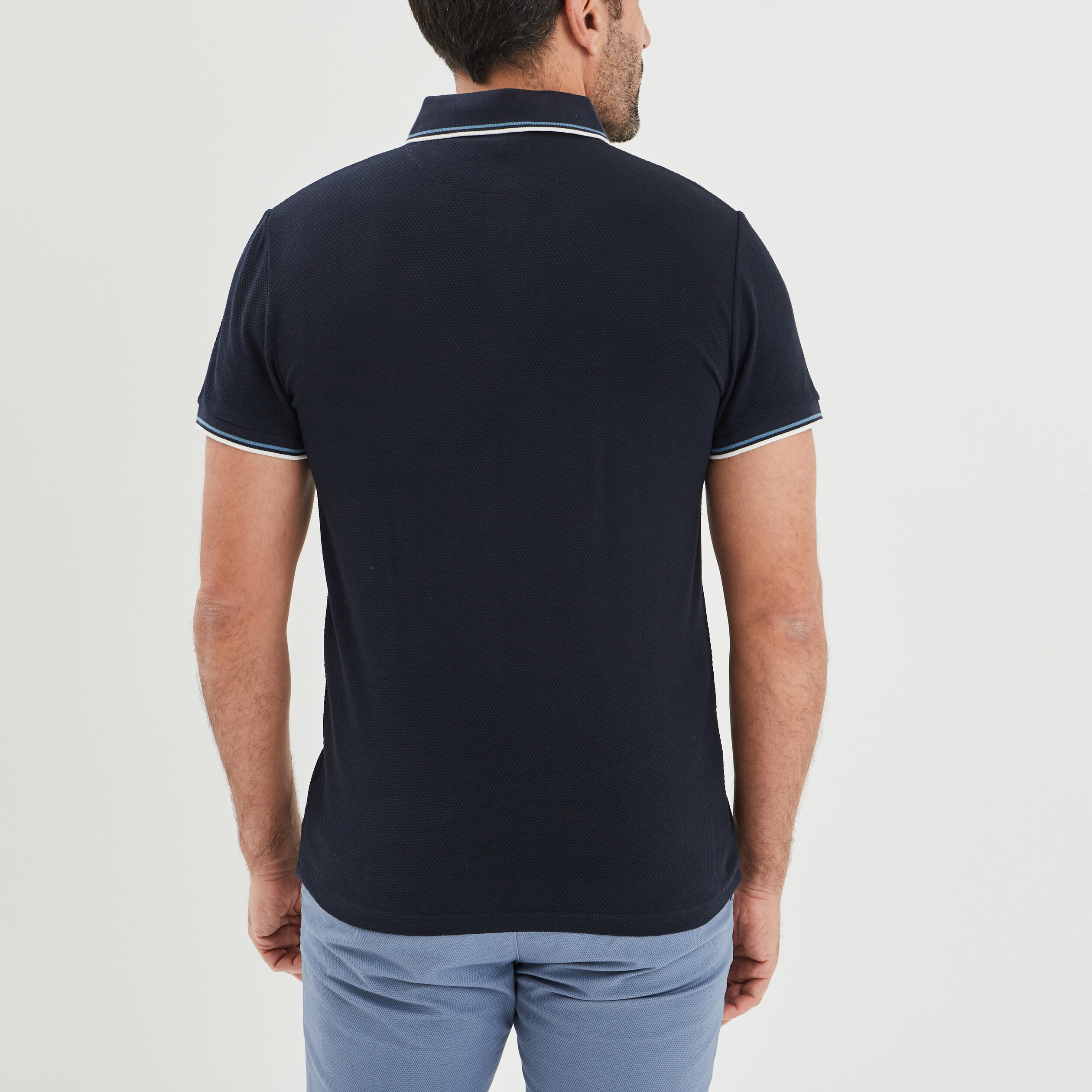 Polo manches courtes 1 poche coton bleu marine homme | La Halle