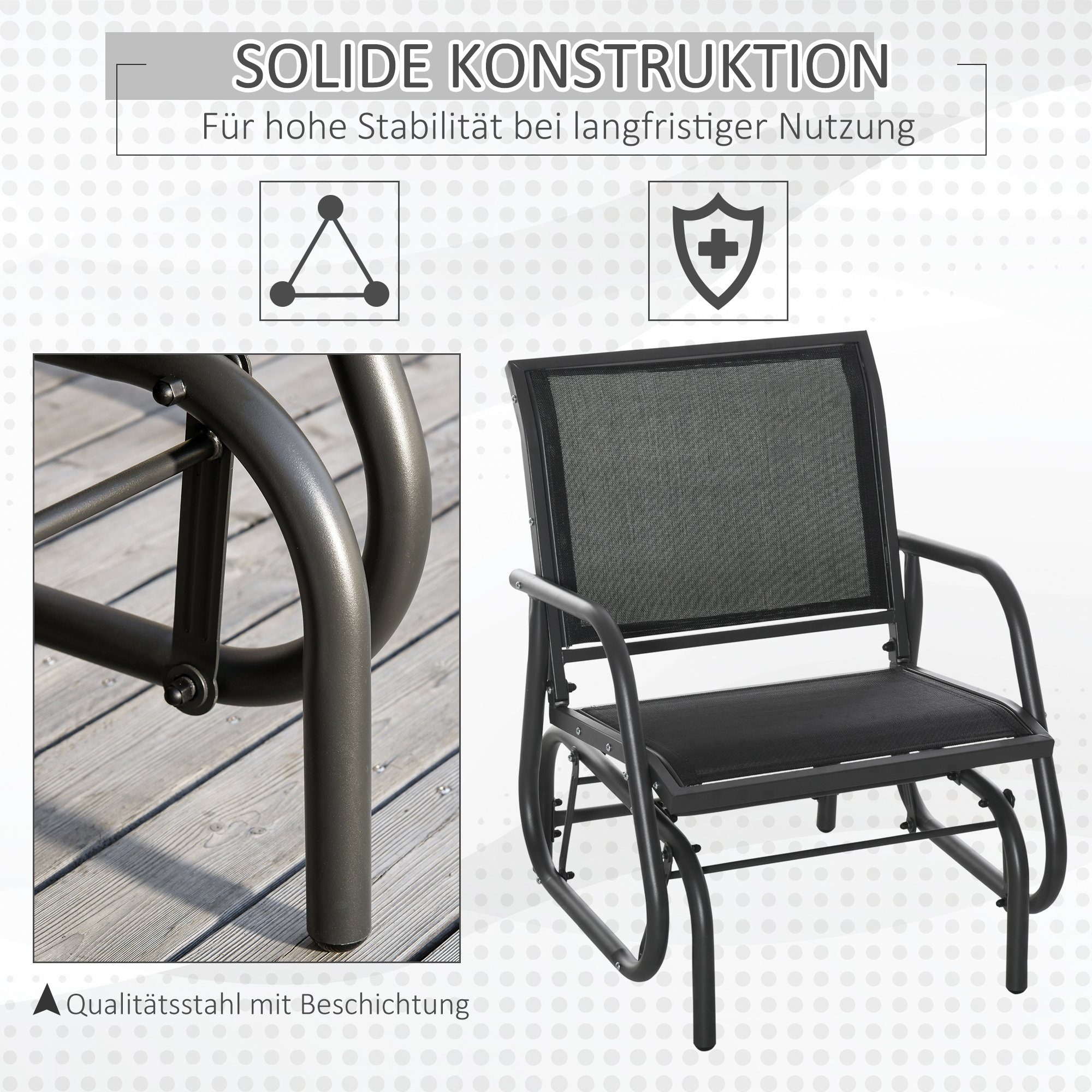Outsunny Schaukelstuhl Gartenstuhl mit Gleitsystem