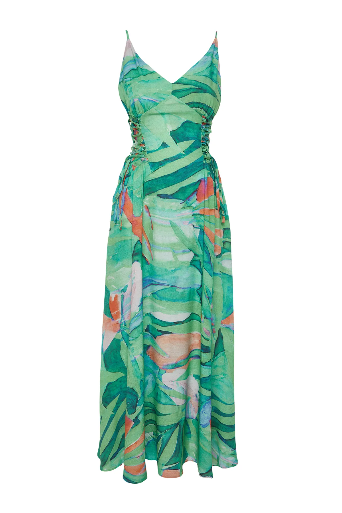 Trendyol Collection  Maxi-Strandkleid aus Webstoff mit Blumenmuster TBESS24EL00098